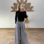 Pantalón ancho cinturón negro