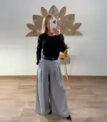 Pantalón ancho cinturón negro