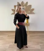 Falda midi bolsillos cinturón