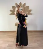 Falda midi bolsillos cinturón - Imagen 2