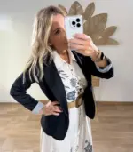 Vestido midi beige estampado flores - Imagen 4