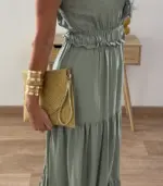 Bolso sobre rafia dorado - Imagen 2