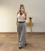 Pantalón ancho cinturón negro - Imagen 5
