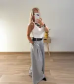 Pantalón ancho cinturón negro - Imagen 3