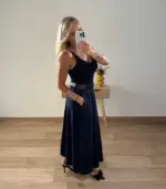 Falda midi bolsillos cinturón - Imagen 6