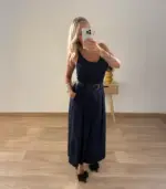 Falda midi bolsillos cinturón - Imagen 3