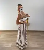 Vestido palabra de honor estampado étnico - Imagen 2