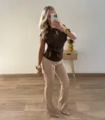 Pantalón estrecho campana con cremallera - Imagen 3