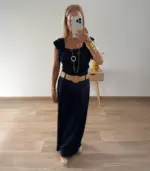 Pantalón largo fluido con cinturón rafia - Imagen 6
