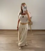 Pantalón largo fluido con cinturón rafia - Imagen 4