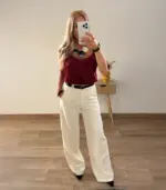 Pantalón ancho fluido de vestir con cinturón - Imagen 2