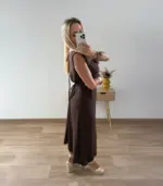 Vestido liso tirantes cinturón de adorno - Imagen 2