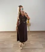 Vestido liso tirantes cinturón de adorno
