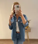 Camisa vaquera con perlas - Imagen 2