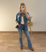 Camisa vaquera con perlas
