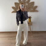 Pantalón ancho fluido de vestir con cinturón