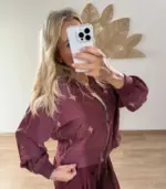 Chaqueta Bomber corta con cremallera y cordones - Imagen 3