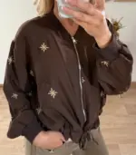 Chaqueta Bomber corta con cremallera y cordones - Imagen 2