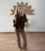 Chaqueta Bomber corta con cremallera y cordones - Imagen 4