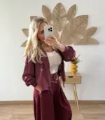 Chaqueta Bomber corta con cremallera y cordones - Imagen 5
