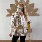 Chaleco de pelo con frunce en cintura