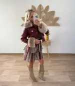 Chaqueta de polipiel corta con pelo en cuello y puños extraíble - Imagen 5