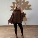 Chaqueta con cremallera y mangas murciélago