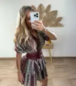 Vestido de gasa estampado con cinturón - Imagen 5