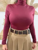 Body cuello alto manga larga burdeos. - Imagen 3