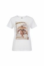 Camiseta de manga corta con dibujo chica sombrero - Imagen 4