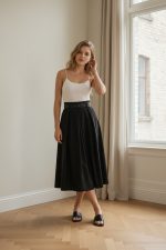 Falda midi con cinturón y bolsillos - Imagen 3