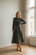 Falda midi con cinturón y bolsillos - Imagen 10