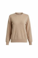 Jersey beige con perlas decorativas - Imagen 4