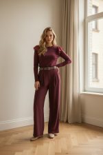 Pantalón palazzo cintura alta con cinturón - Imagen 6