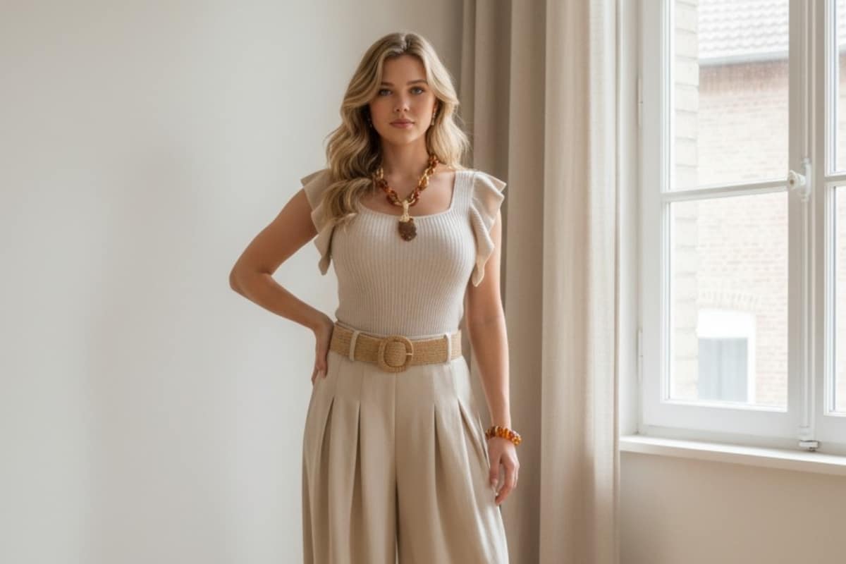 Mujer con ropa de la marca Nuestros Caprichos