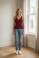 Top tirantes cuello pico punto acanalado - Imagen 5