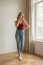 Top tirantes cuello pico punto acanalado - Imagen 6