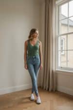 Top tirantes cuello pico punto acanalado - Imagen 8